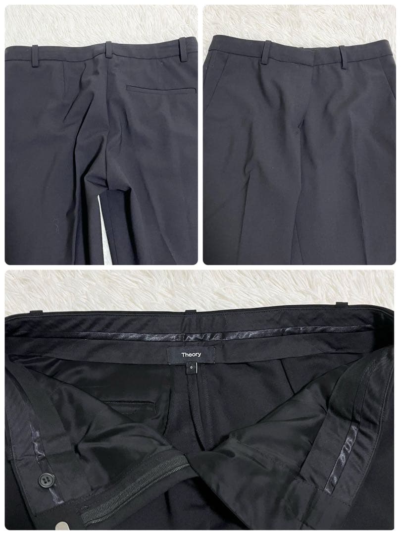 Theory TAILOR 近年 パンツスーツ ノーカラー ブラック 総裏地 S