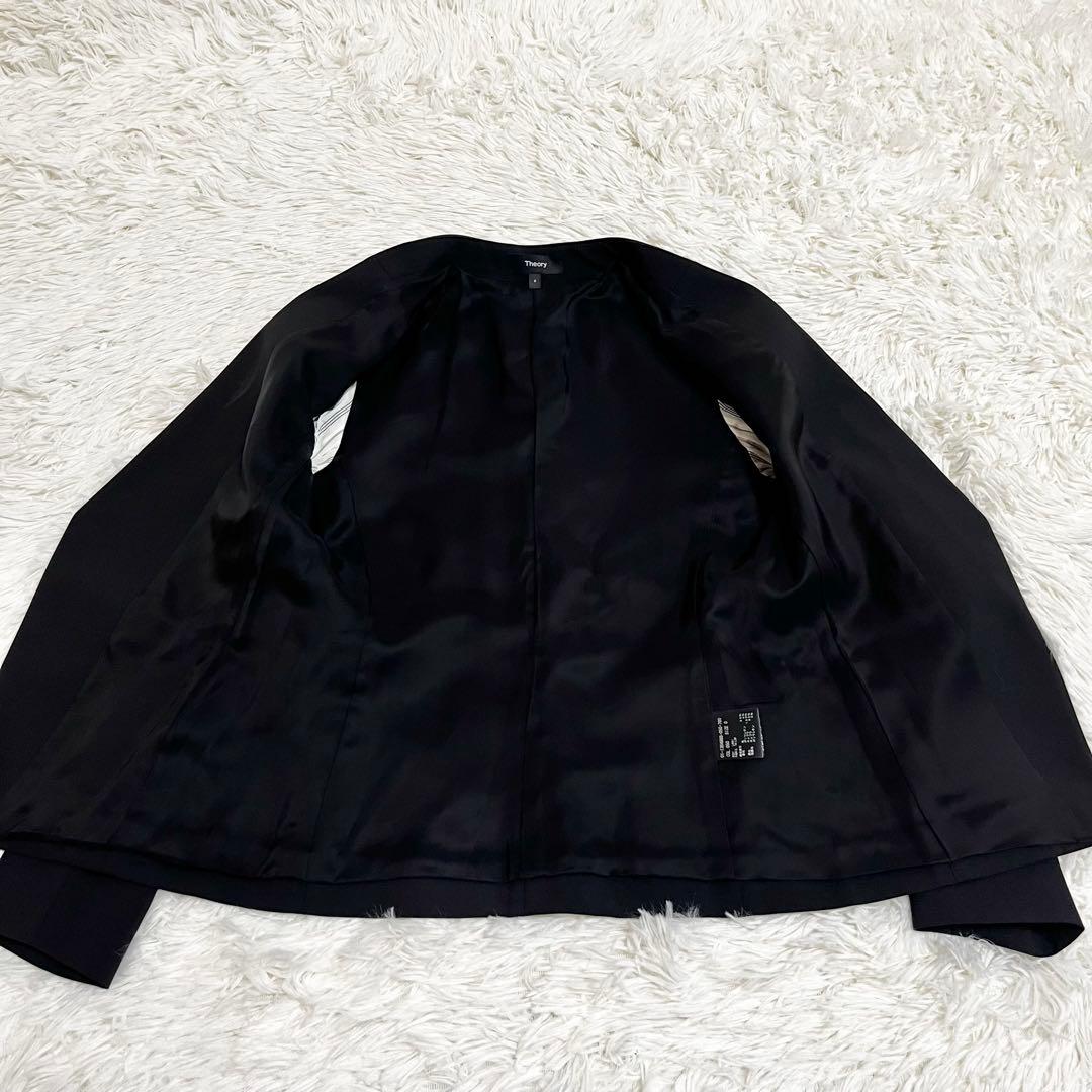 Theory TAILOR 近年 パンツスーツ ノーカラー ブラック 総裏地 S