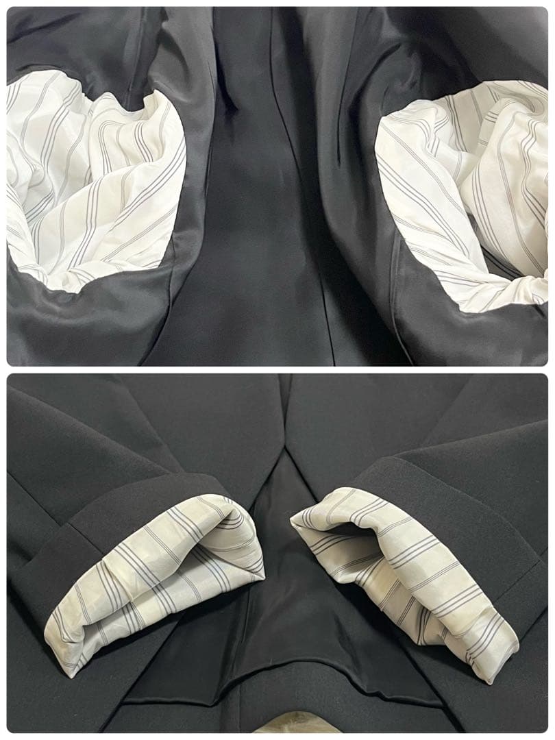 Theory TAILOR 近年 パンツスーツ ノーカラー ブラック 総裏地 S