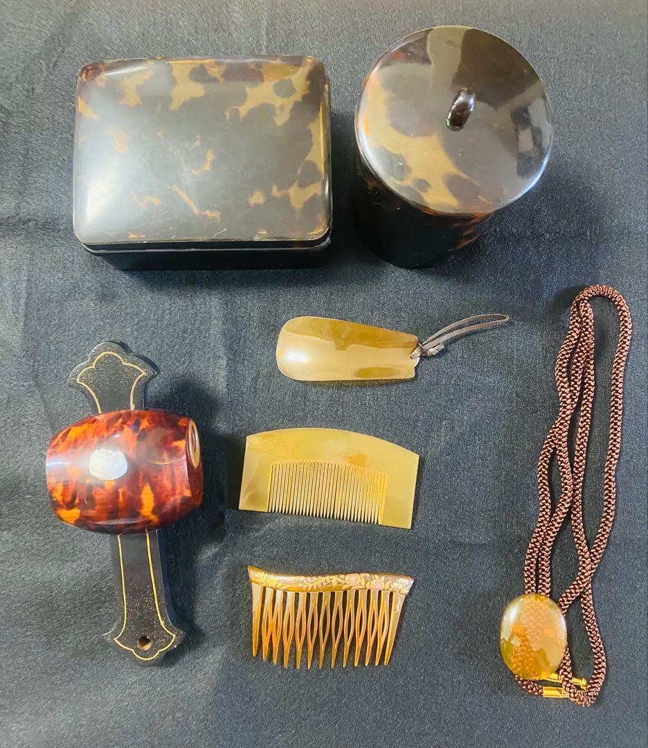 本鼈甲　まとめ売り　小槌　鼈甲　白甲　アクセサリー　櫛　在銘　良生　小物入れ