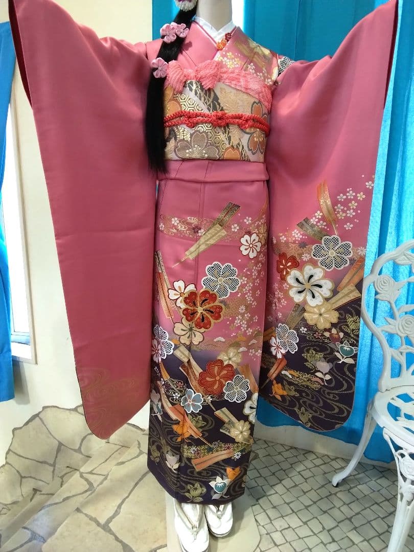 振袖フルセット、正絹振袖、成人式、重ね衿、帯揚げ帯締め、西陣袋帯、長襦袢