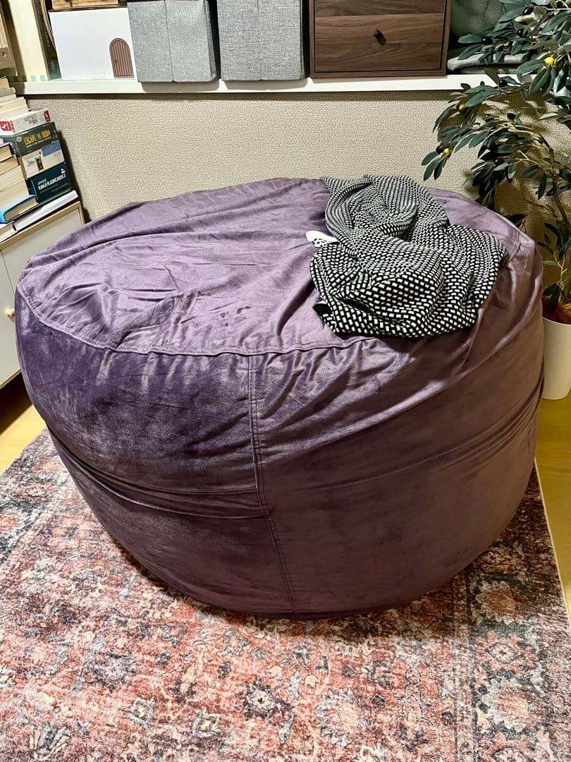 パープル ビーズクッション 大きめ