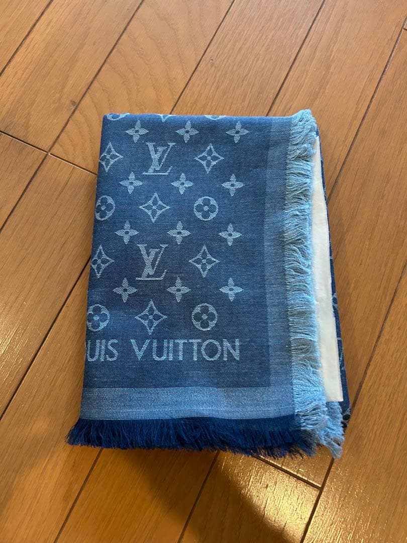 LOUIS VUITTON ストール・モノグラム エッセンシャル ブルー