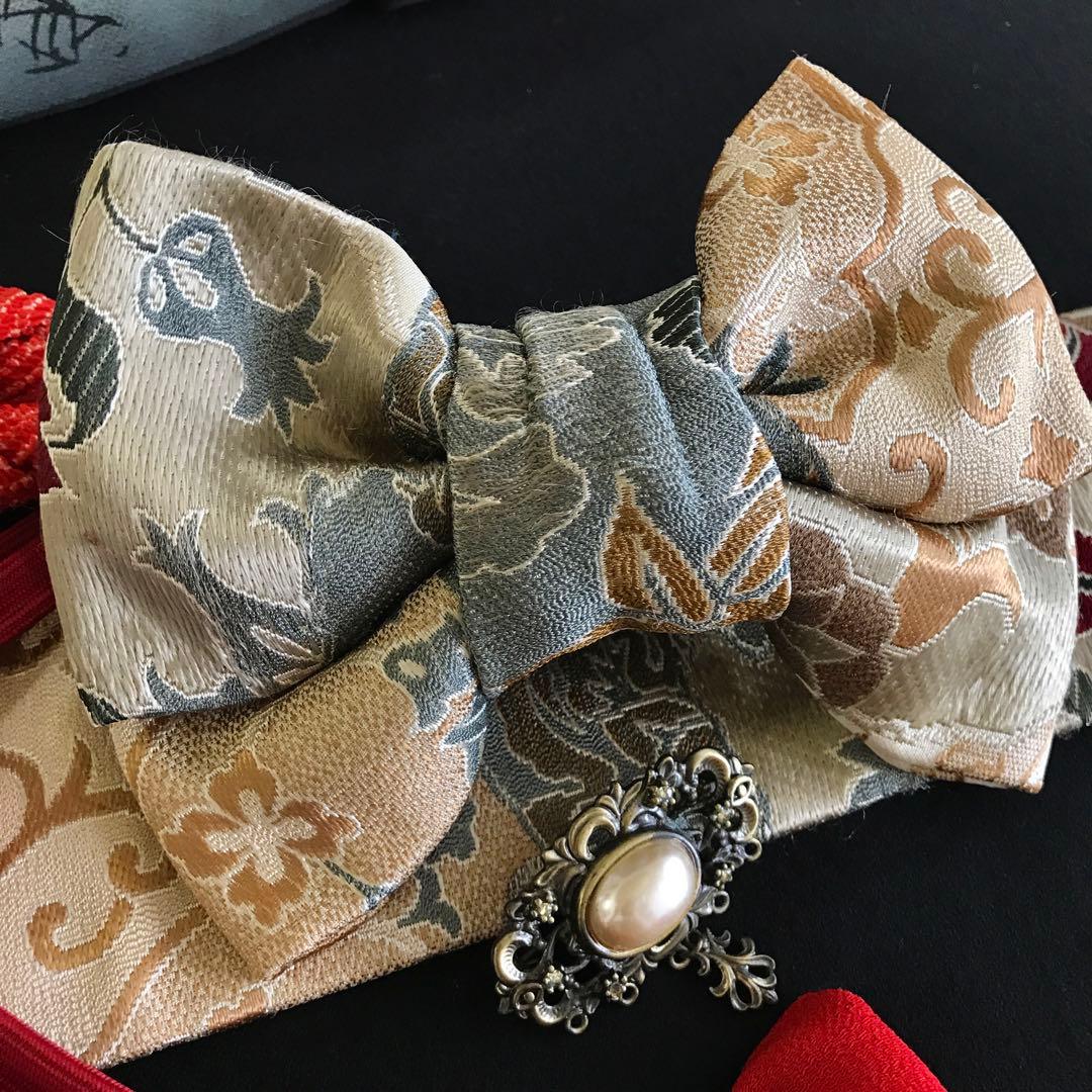 ＊ 市松人形 15号 アンティーク 黒留袖 着物 帯 ＊ 留袖 明治