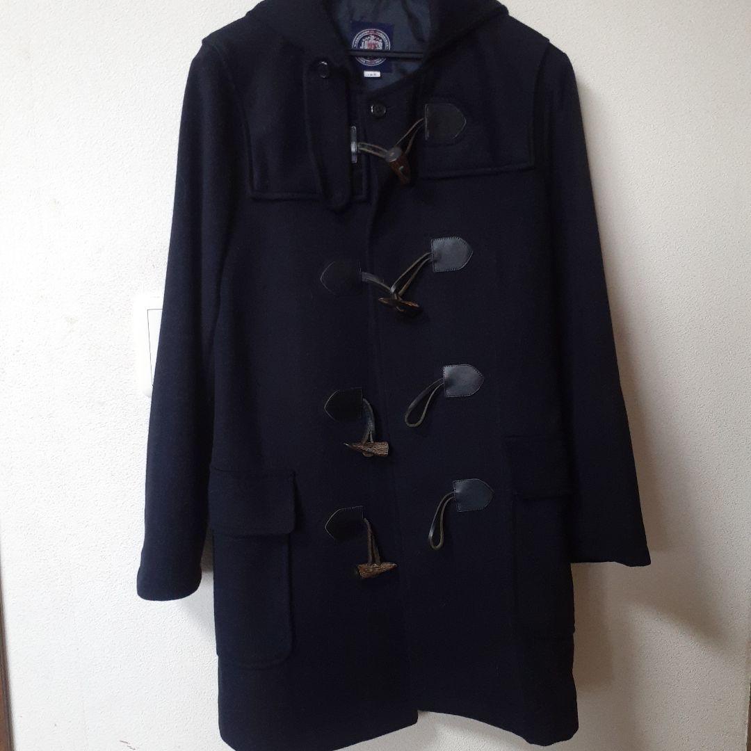 an‼️JPRESS❤️フラノ地ネイビー ダッフルコート フード付き