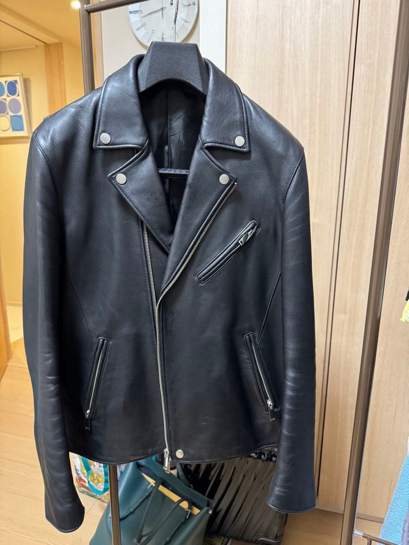 希少サイズ4 STUDIOUS レザー ダブルライダースジャケット　本革