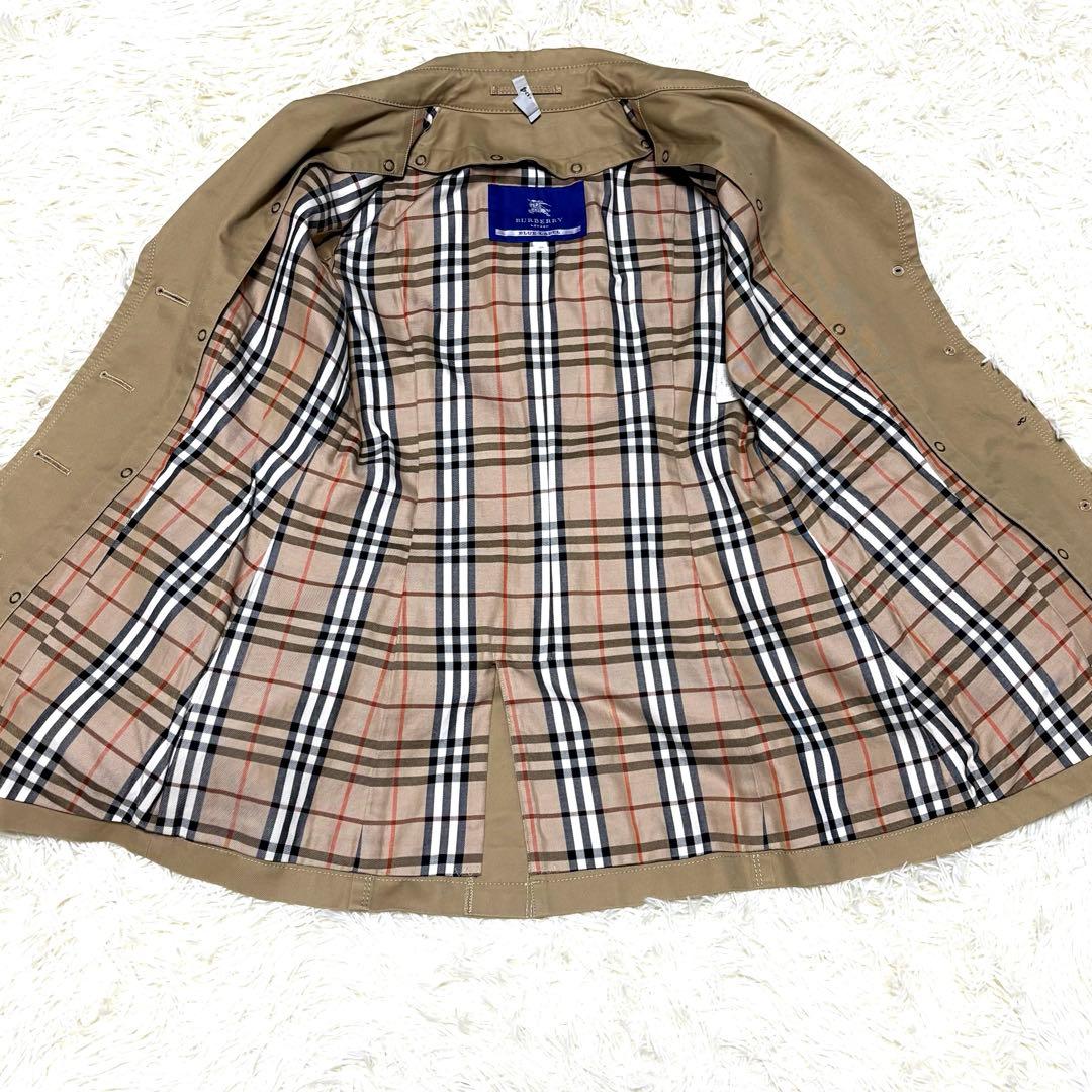 バーバリーブルーレーベル トレンチコート ノバチェック ベルト ライナー付き L