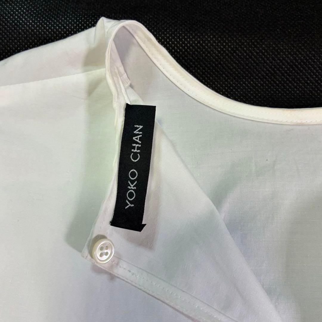 ヨーコチャン パフ袖 半袖ブラウス バックギャザー フレア ホワイト 38