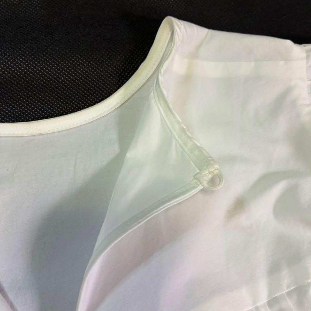 ヨーコチャン パフ袖 半袖ブラウス バックギャザー フレア ホワイト 38