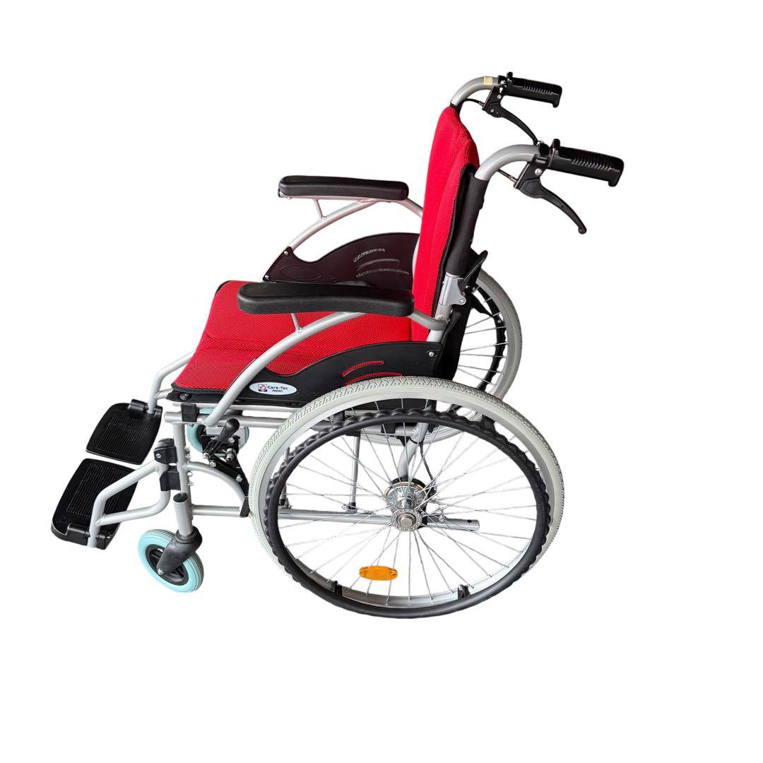 美品 Care-Tec 車椅子 CA-10SU レッド 折りたたみ 自走式