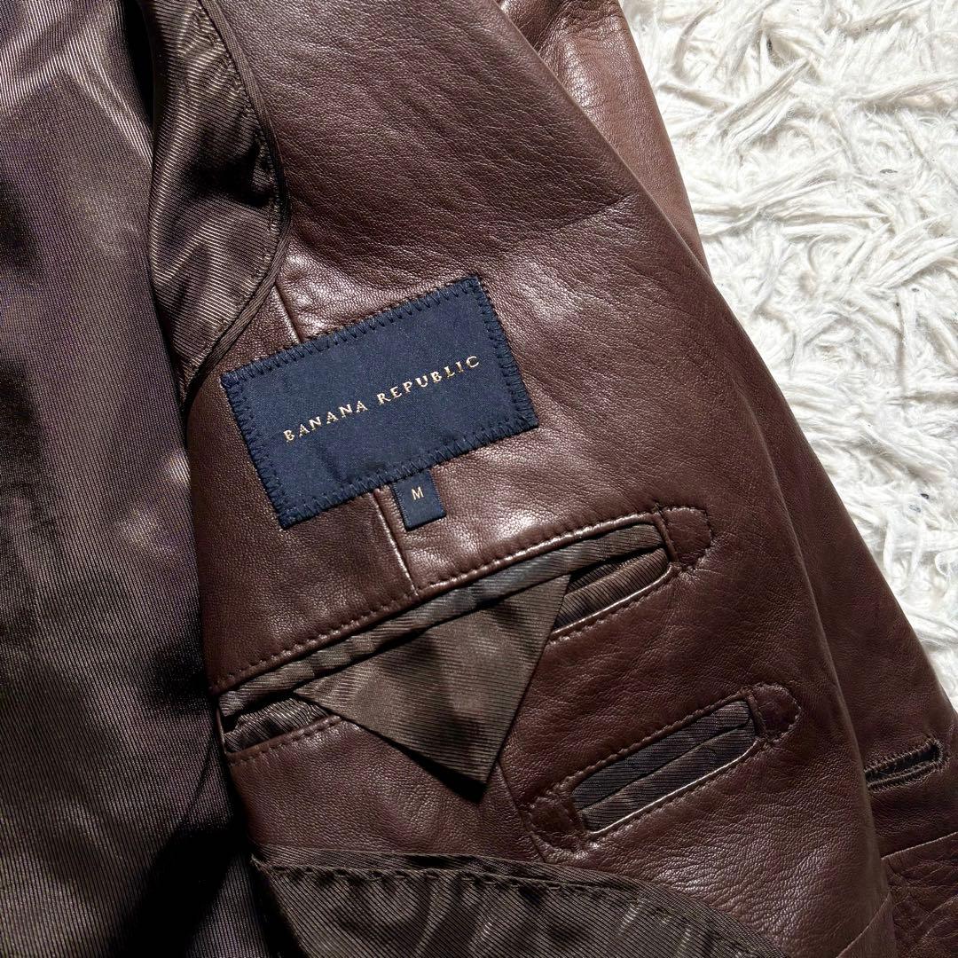 バナナリパブリック　レザーテーラードジャケット　羊　ブラウン　M シープ