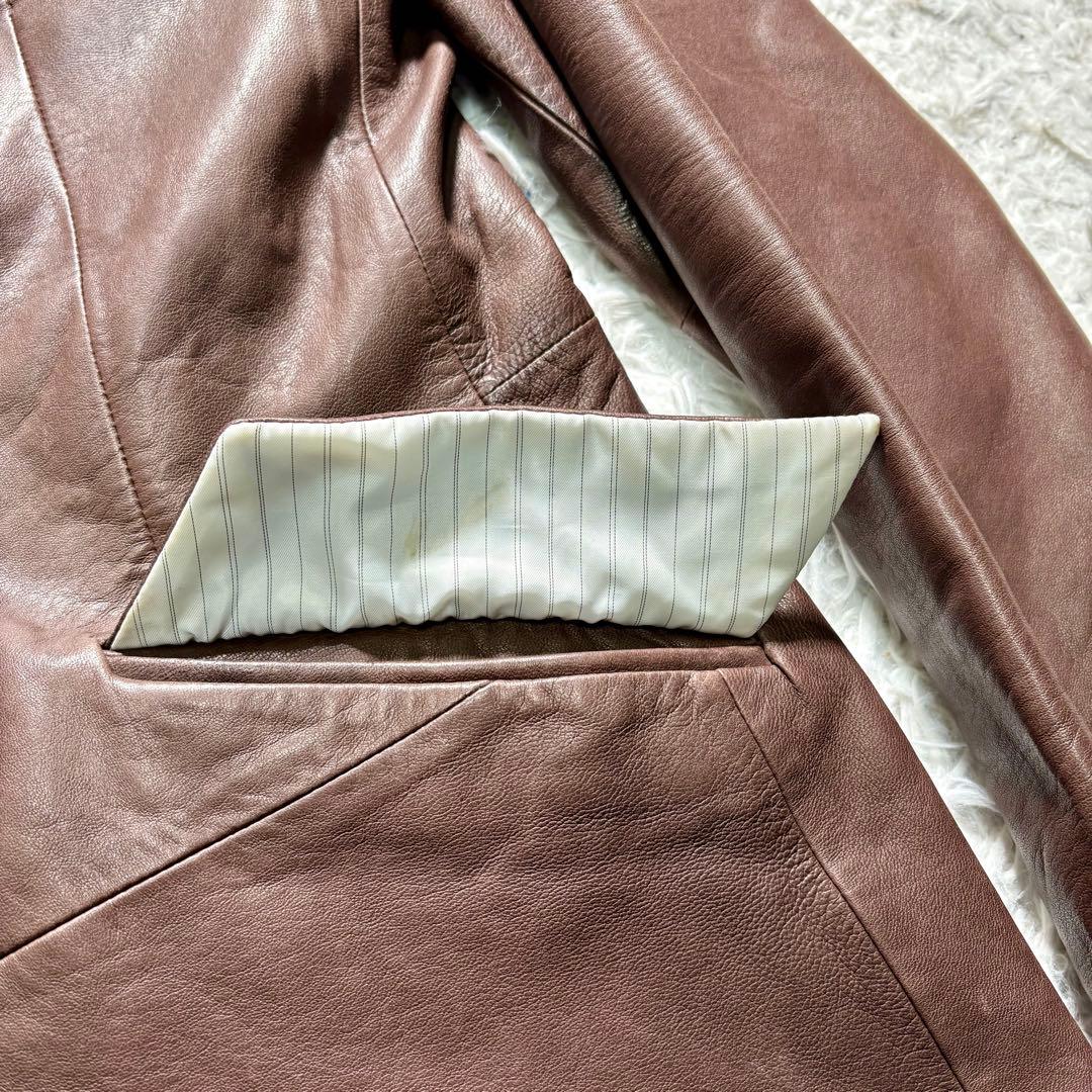 バナナリパブリック　レザーテーラードジャケット　羊　ブラウン　M シープ