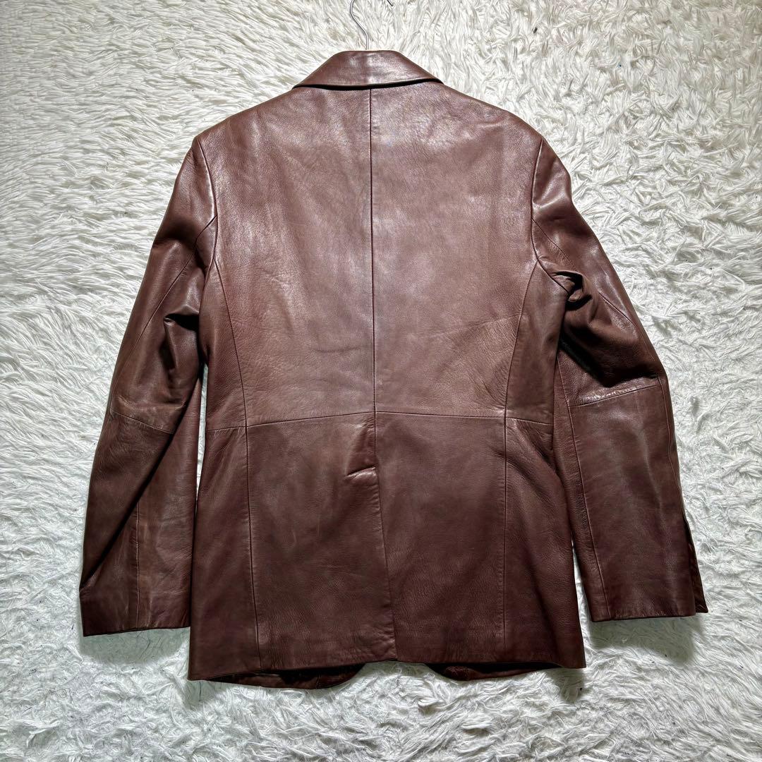 バナナリパブリック　レザーテーラードジャケット　羊　ブラウン　M シープ