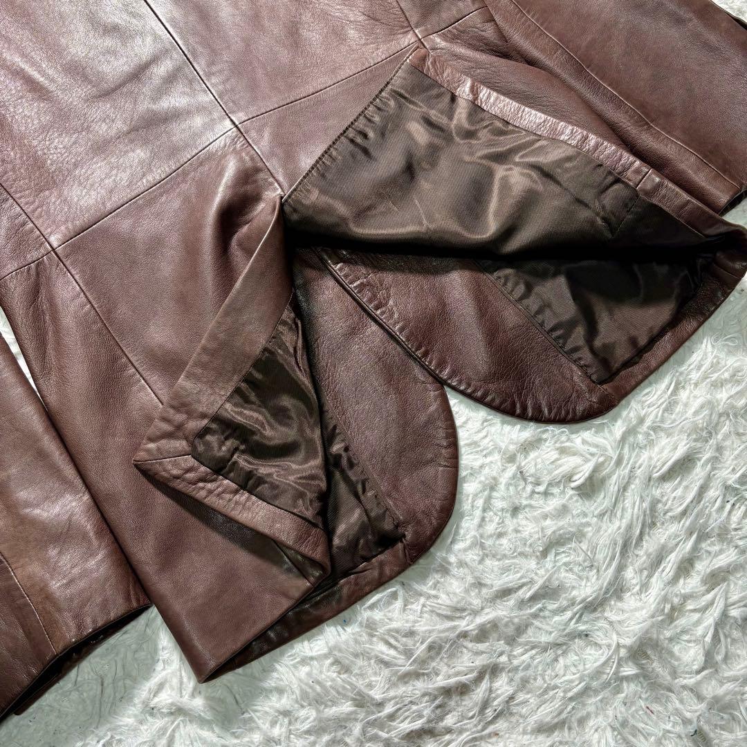 バナナリパブリック　レザーテーラードジャケット　羊　ブラウン　M シープ