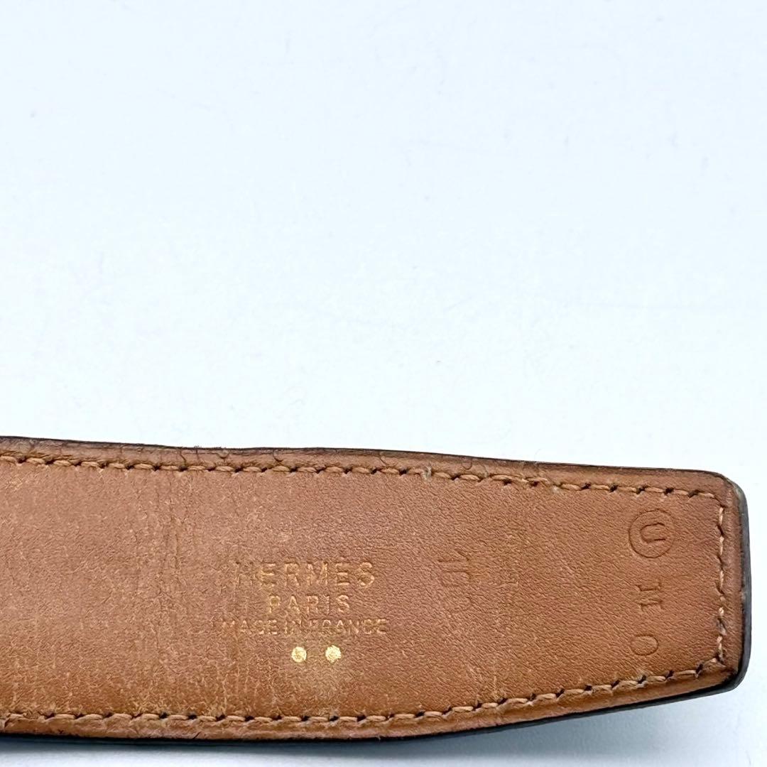 エルメス　コンスタンス　ベルトのみ　ブラック　クロコ型押し　リバーシブル　メンズ