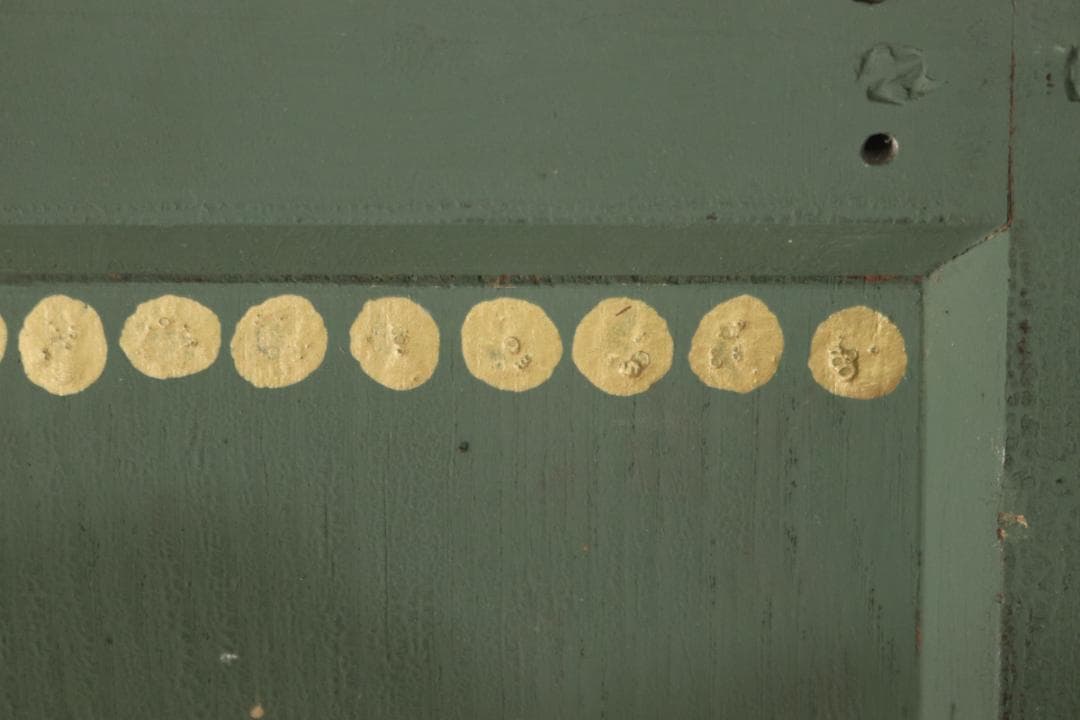 レトロ 建具 扉 引き戸 ドア ペイント 緑 花柄 木製 ヴィンテージ 1