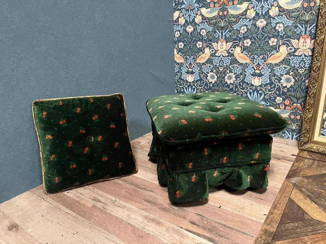 スツール オットマン クッション付 アンティーク インテリア 昭和レトロ 当時物