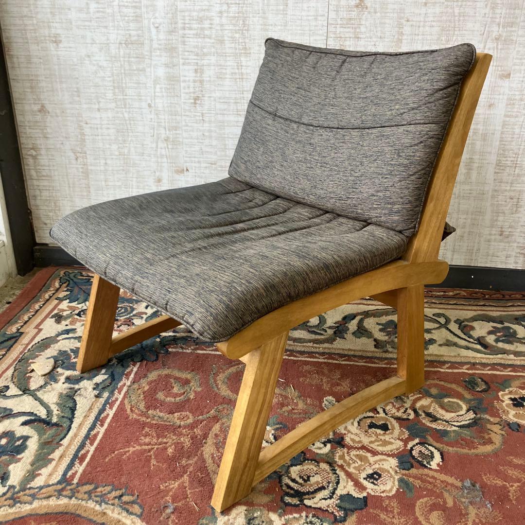 ⑤ 北欧レトロ ミキモク 雅 木製フレーム アームレスチェア 一人掛けソファー