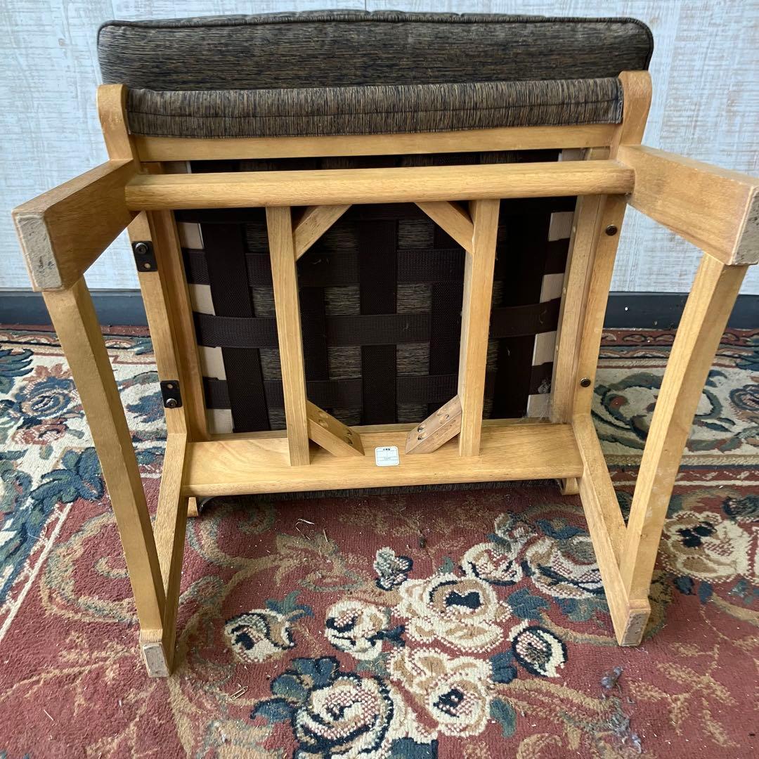 ⑤ 北欧レトロ ミキモク 雅 木製フレーム アームレスチェア 一人掛けソファー