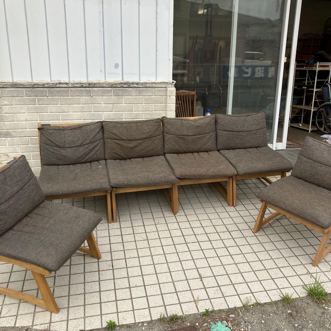 ⑤ 北欧レトロ ミキモク 雅 木製フレーム アームレスチェア 一人掛けソファー