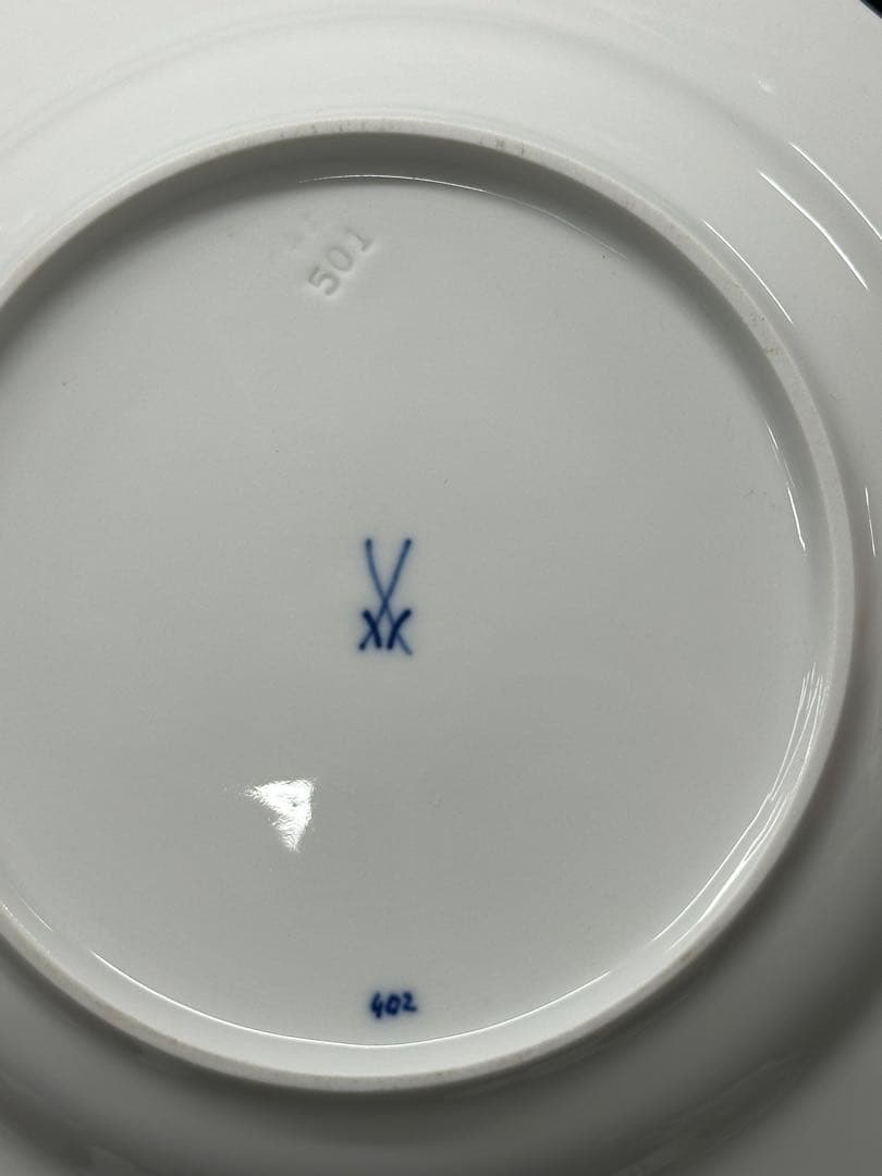 【USED美品】meissen マイセン　青い花　トリオ　C&S プレート