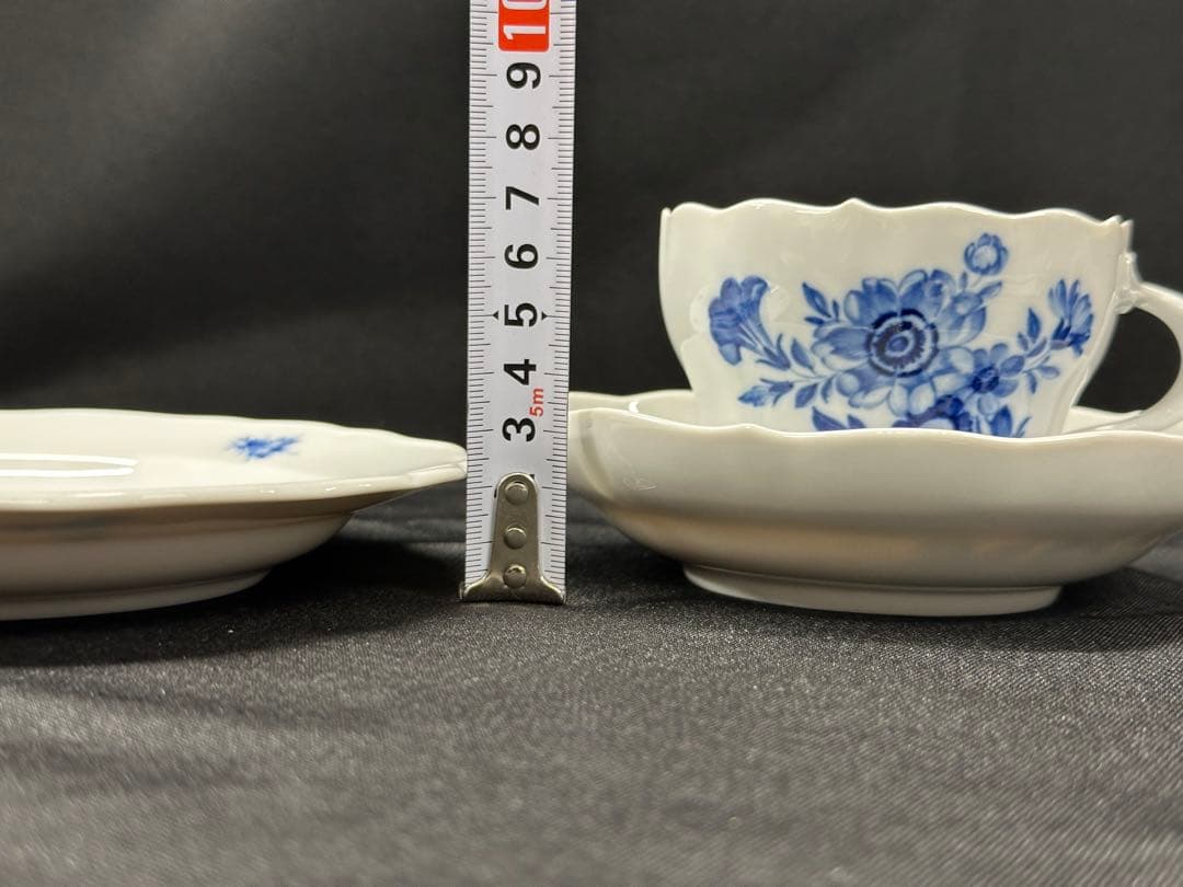 【USED美品】meissen マイセン　青い花　トリオ　C&S プレート
