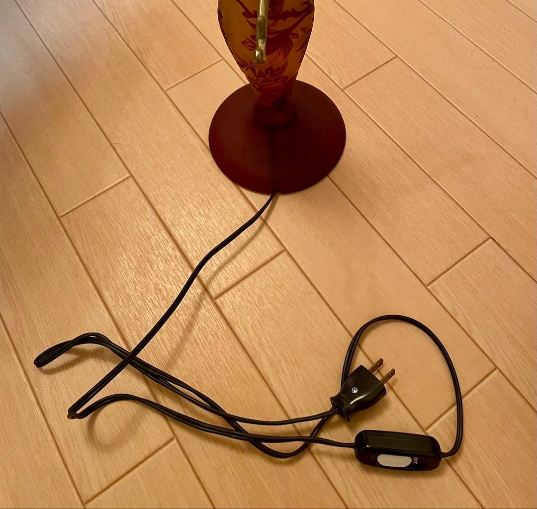 エミール・ガレ　アールヌーヴォー調 花文様 ガラス テーブルランプ 照明