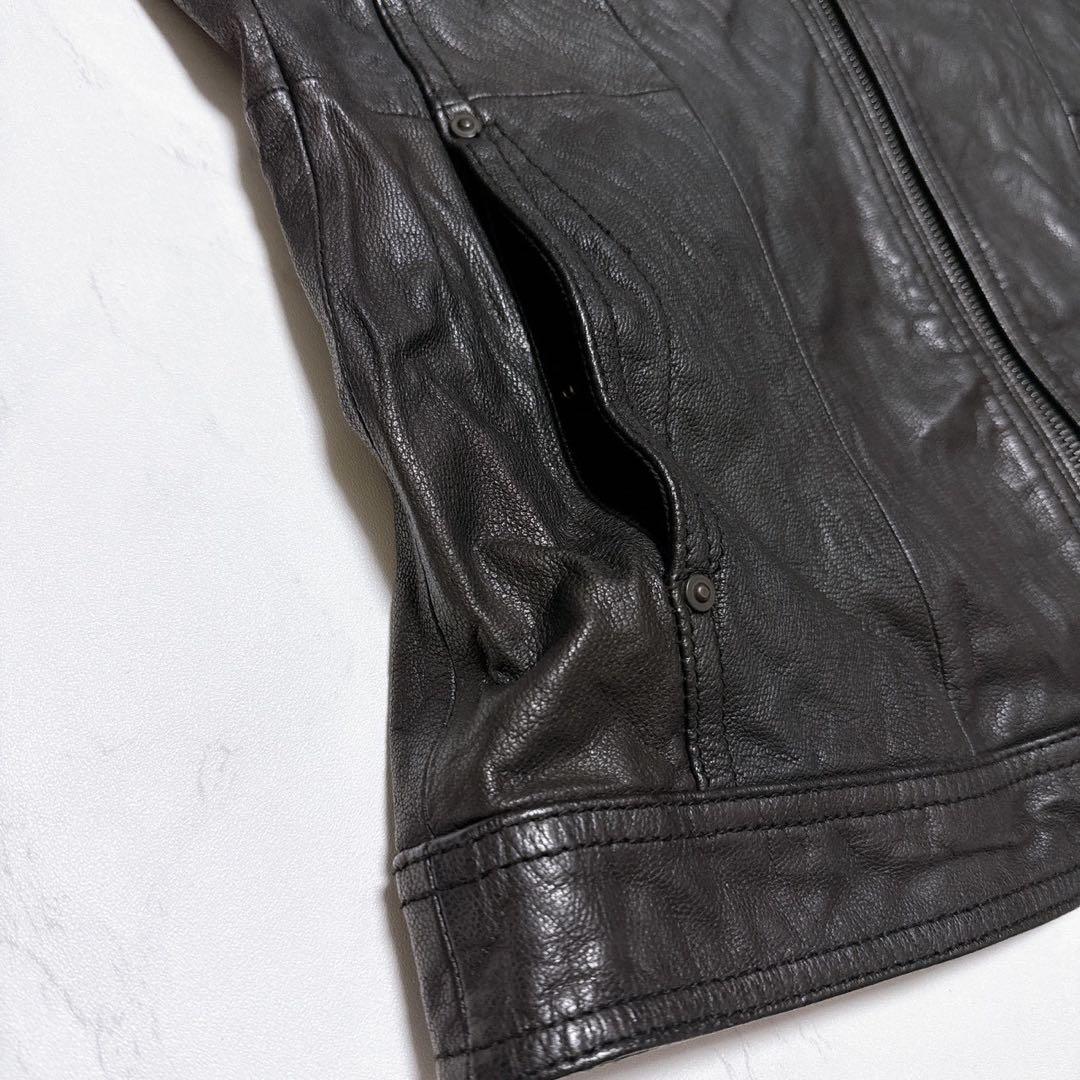ニコルクラブフォーメン ゴートレザー レザージャケット 黒46