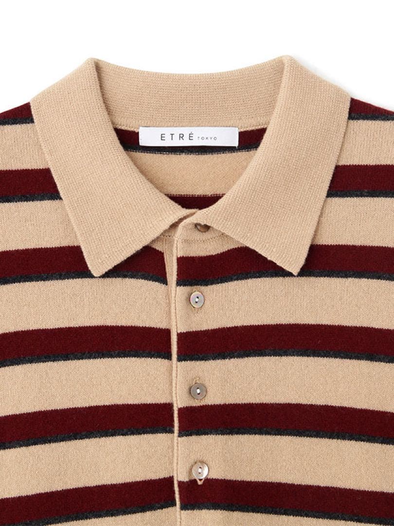 最終値下げ！タグ付き新品未使用エトレトウキョウ　マルチボーダーポロニットベージュ