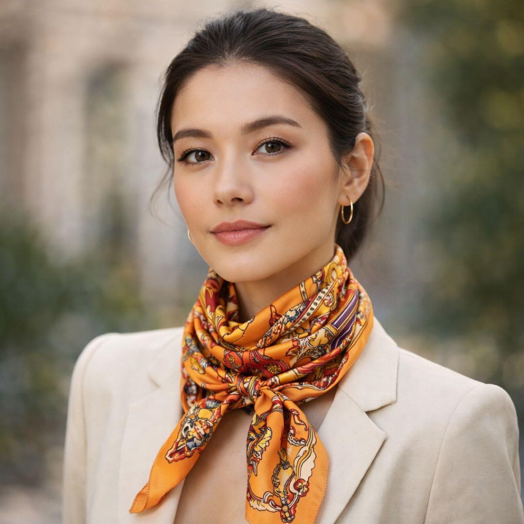 さな　Hermès エルメス シルクスカーフ 海洋モチーフ