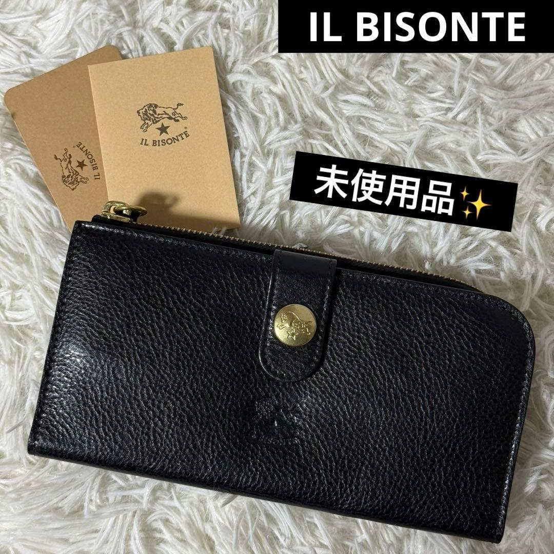 未使用✨IL BISONTE イルビゾンテ　レザー　ロングウォレット　ブラック