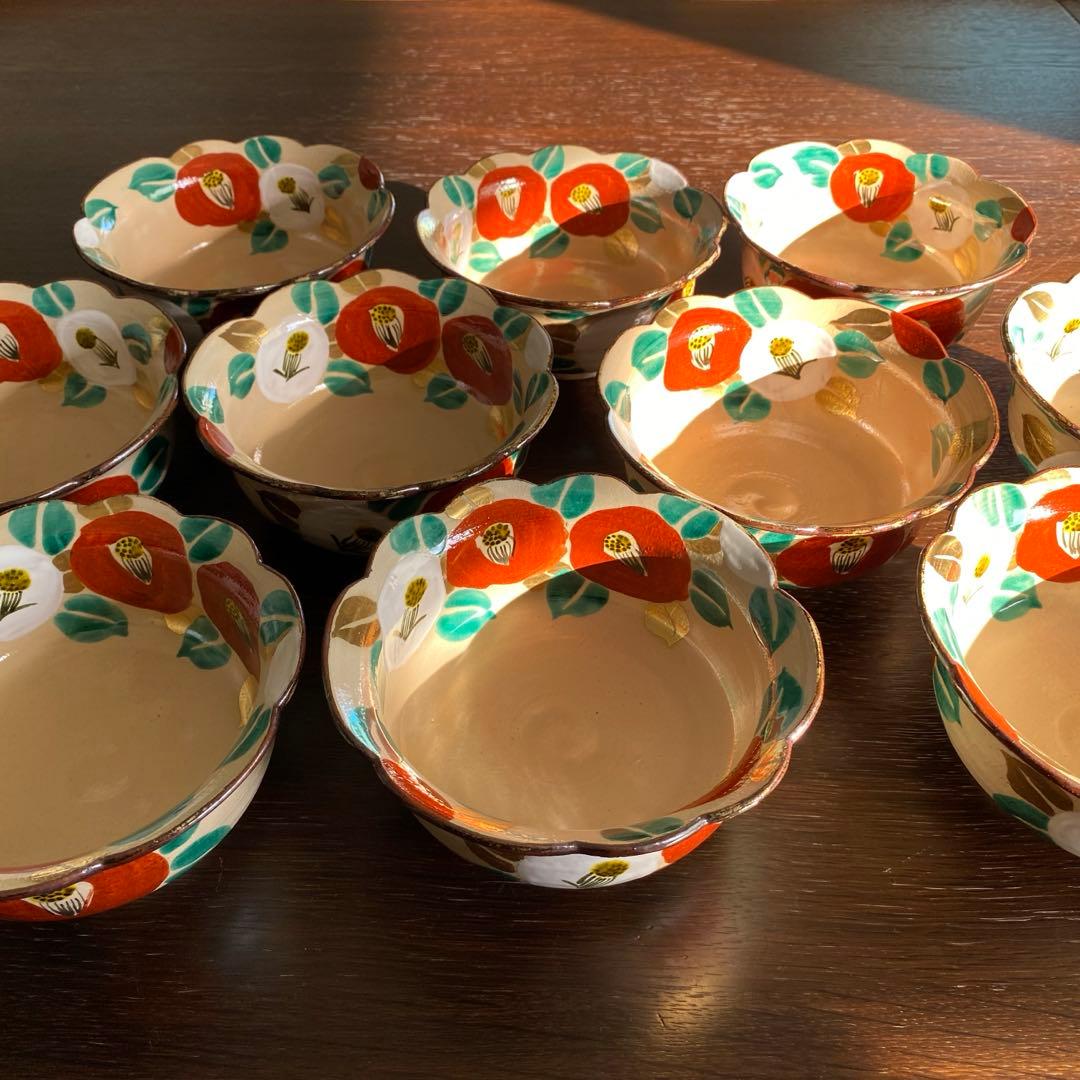 乾山写　京焼　椿向付5客 新品未使用　 お造りの器