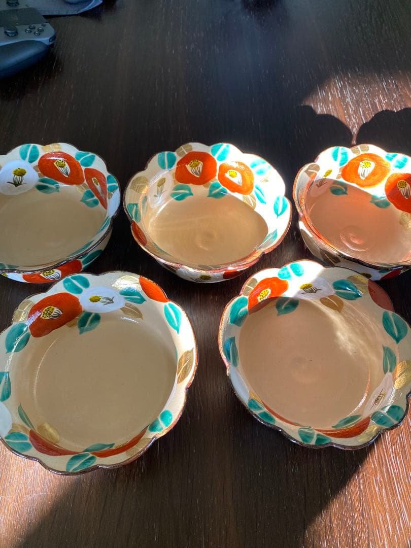 乾山写　京焼　椿向付5客 新品未使用　 お造りの器