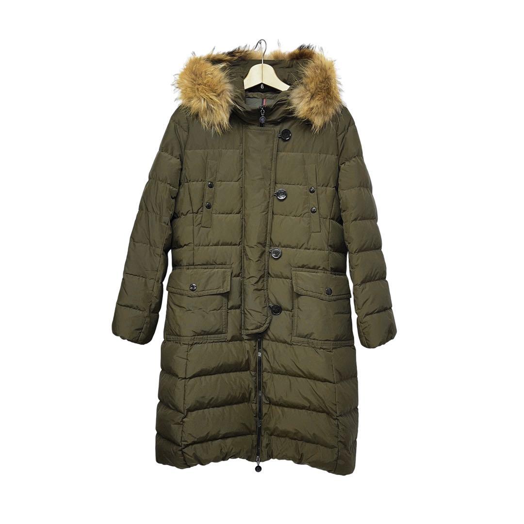 【鑑定済】MONCLER モンクレール ロングダウンコート カーキ サイズ1
