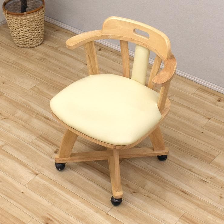 TR DC SC　1脚　回転式ダイニングチェア　肘付アーム　キャスターナチュラル