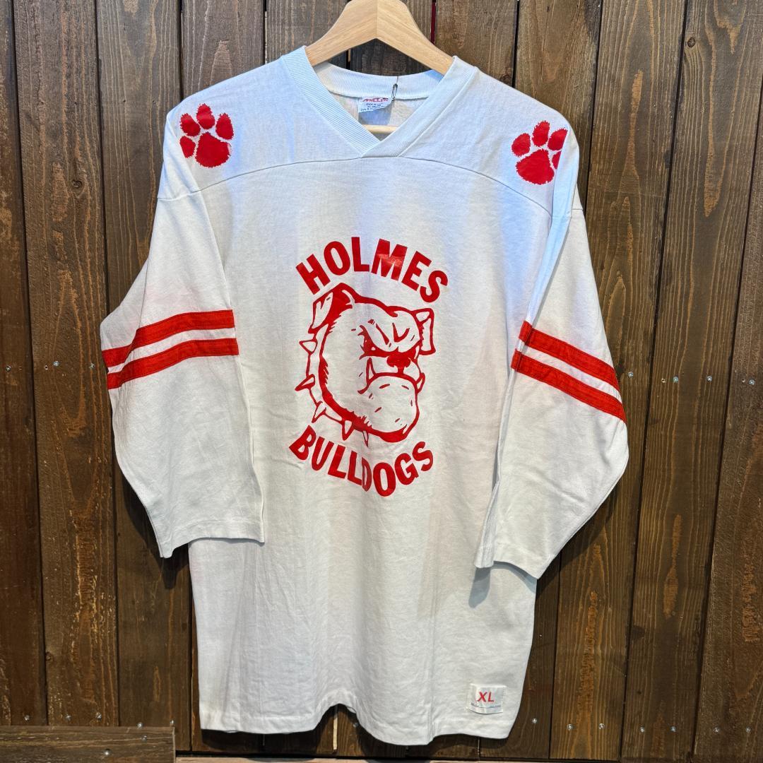 80s 90s ヴィンテージ フットボールT ラバープリント ブルドッグ