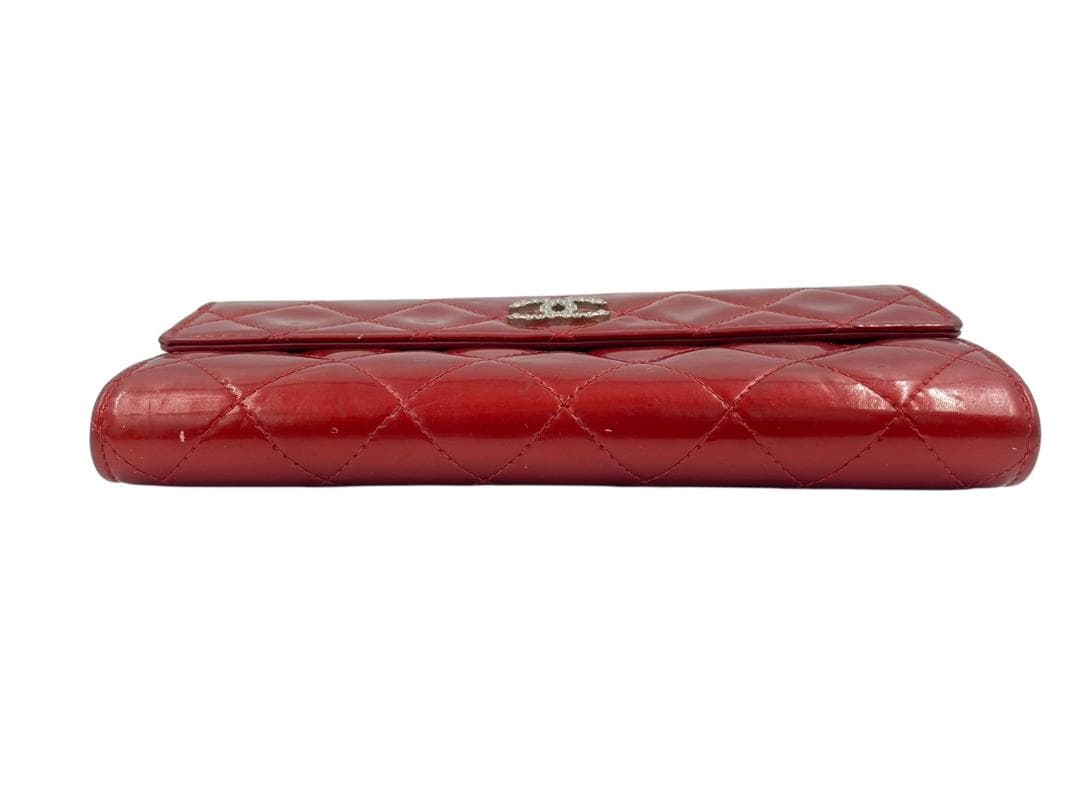 【ギャランティ付】CHANEL エナメル マトラッセ ココマーク 長財布 赤