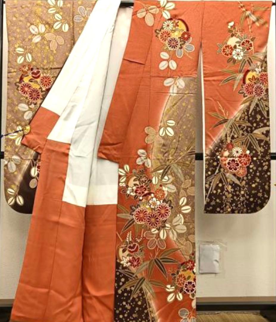 振袖 フルセット6点サイズM〜Ｌ菊花丸文　銀駒刺繍　正絹