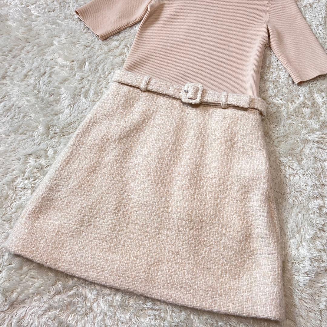 美品 Theory コンボドレス ニットドッキングワンピース ベージュ XS