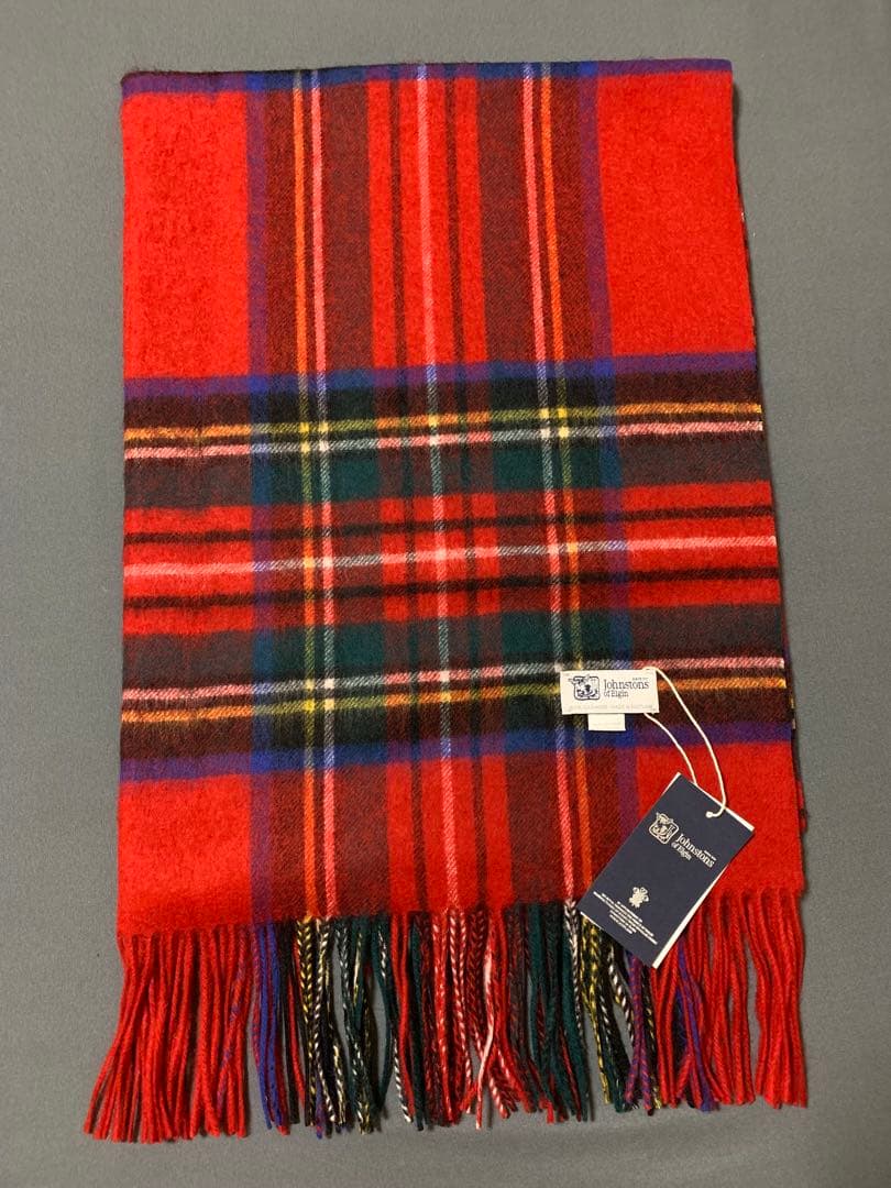 m*u様 ジョンストンズ 大判 ストール カシミヤ ロイヤルスチュワート 赤