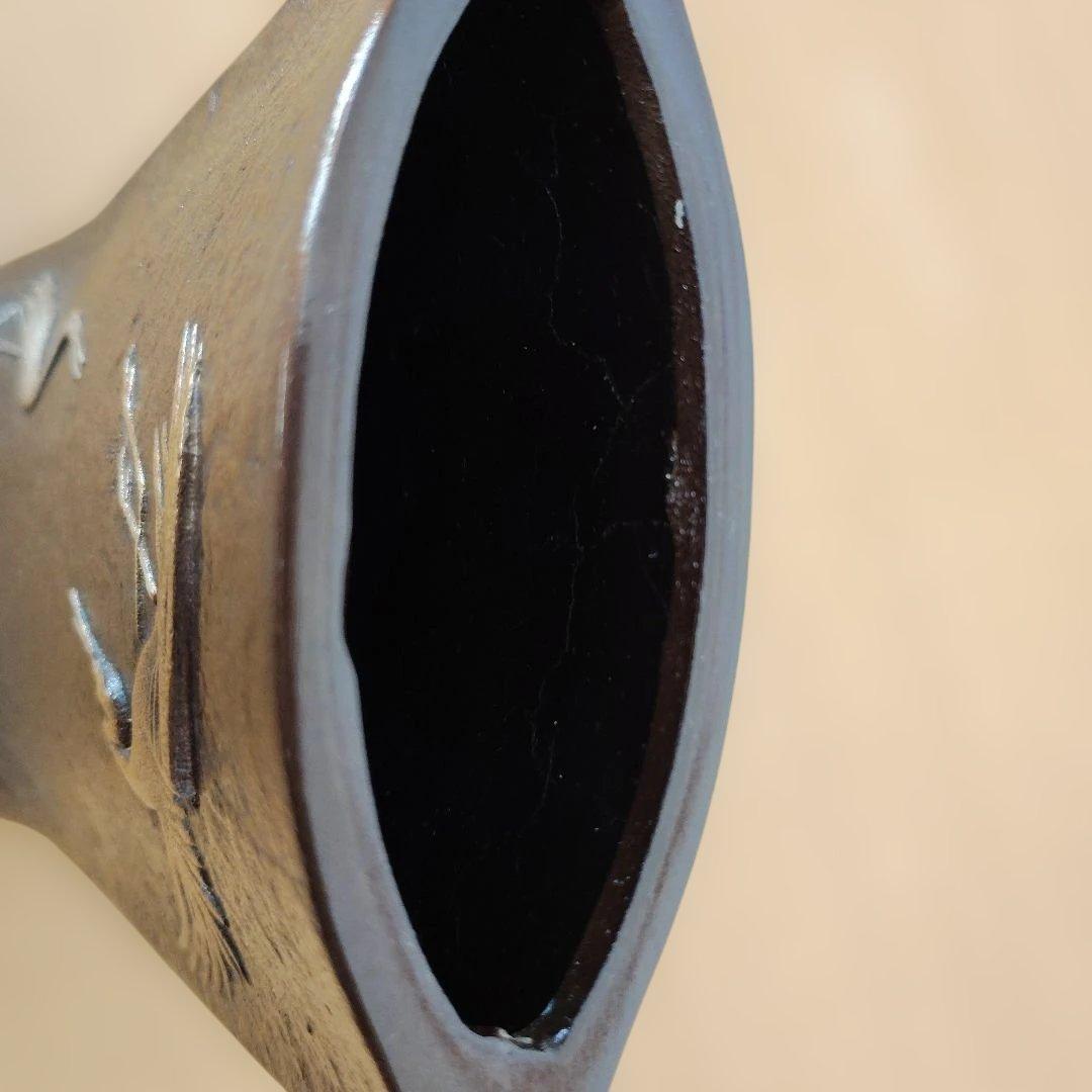 『祝』鶴と亀の彫刻 一輪挿し 高岡銅器　鋳物　伝統工芸