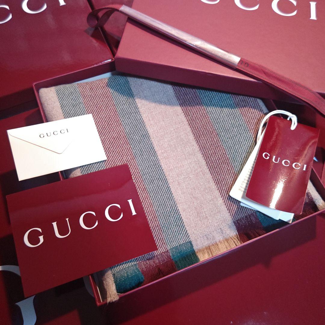 ❤極美品箱付き❤GUCCI マフラー ストール スカーフ❤ストライプ❤ベージュ
