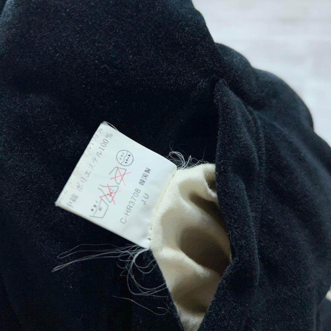 90s 別珍 ベロア スカジャン 中綿 スーベニアジャケット 刺繍 黒 日本