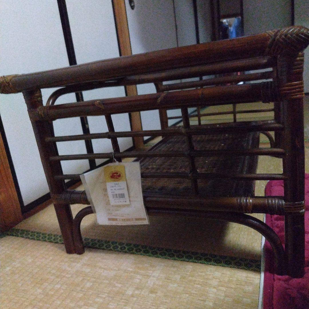 ガラス天板ラタンテーブル 長方形