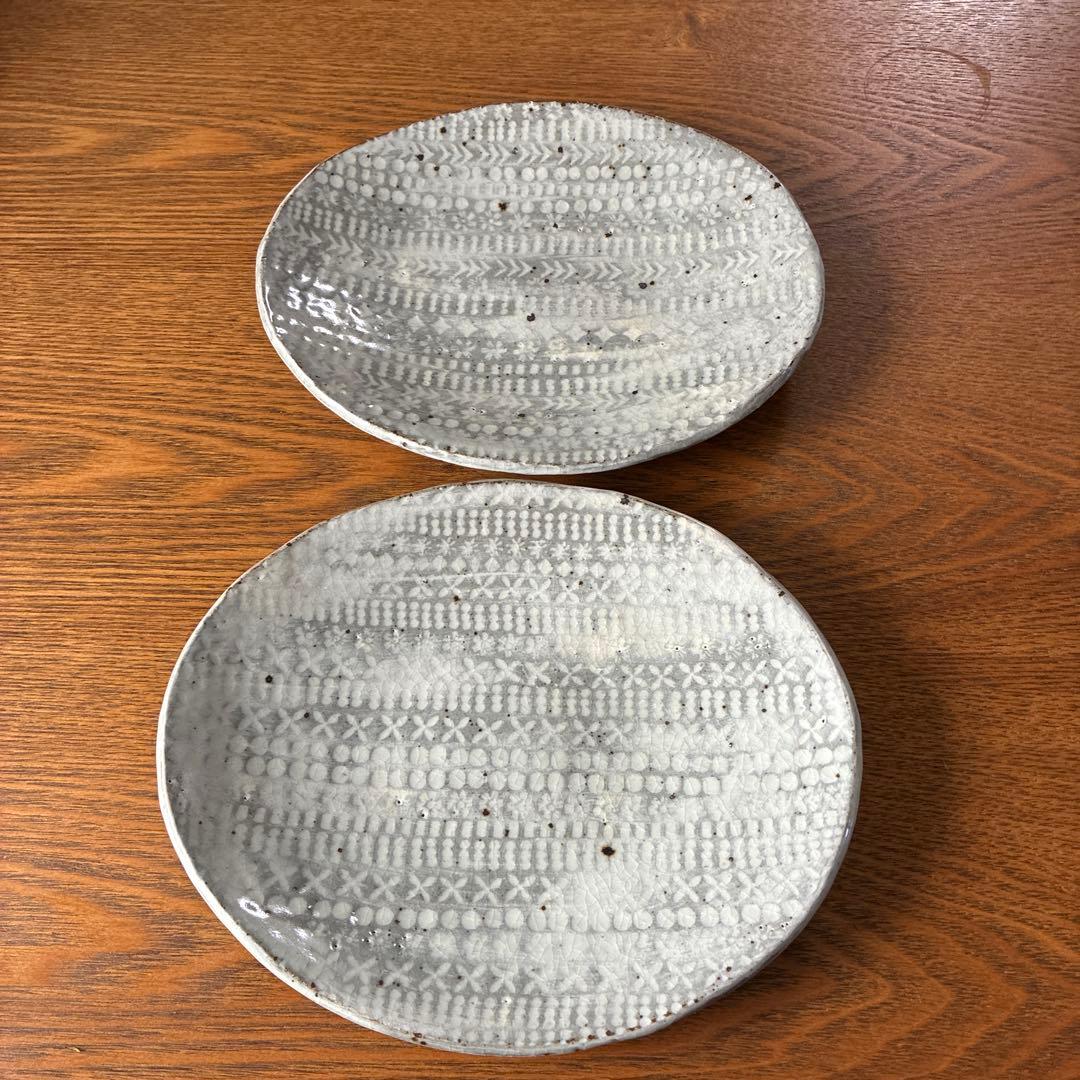 川口武亮さんの三島オーバル皿 2点