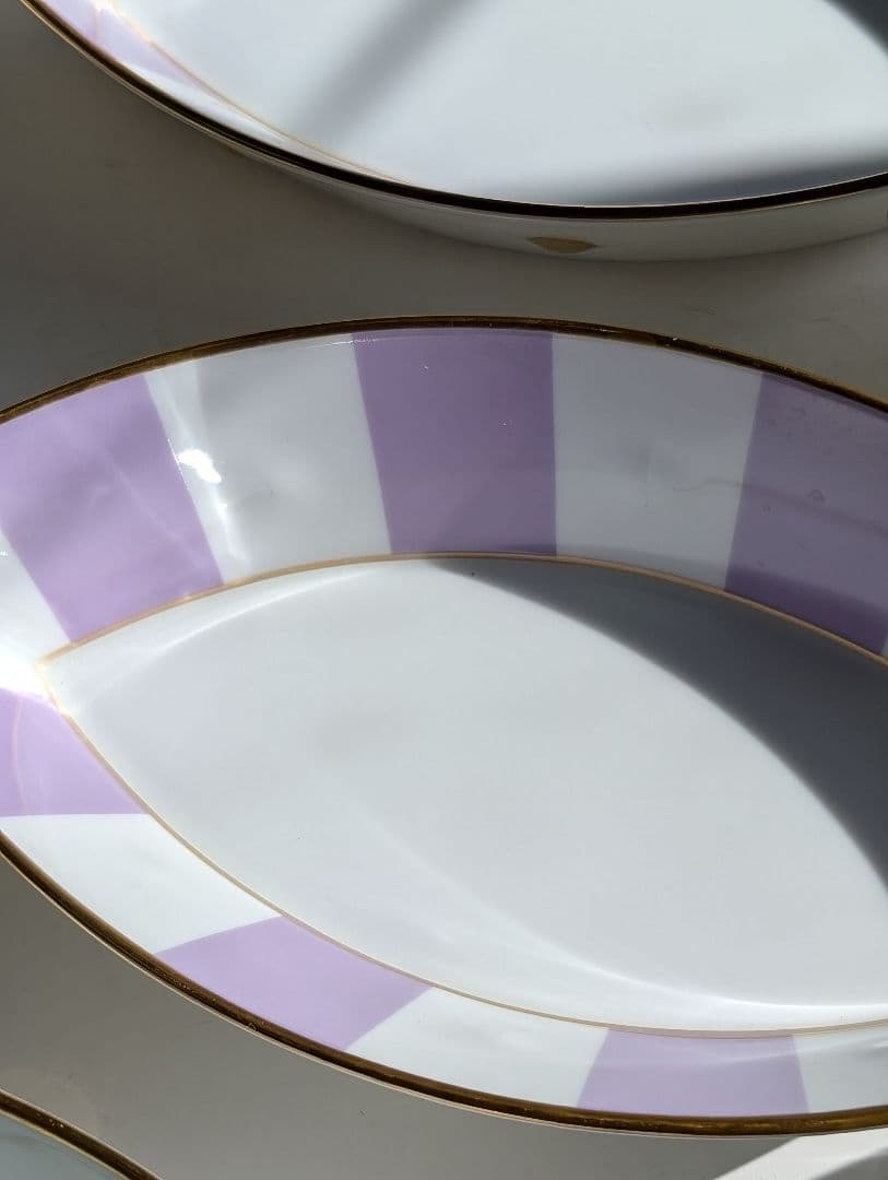 （Ｂ!!）LEMOGES 葉型ストライプ皿 8枚セット