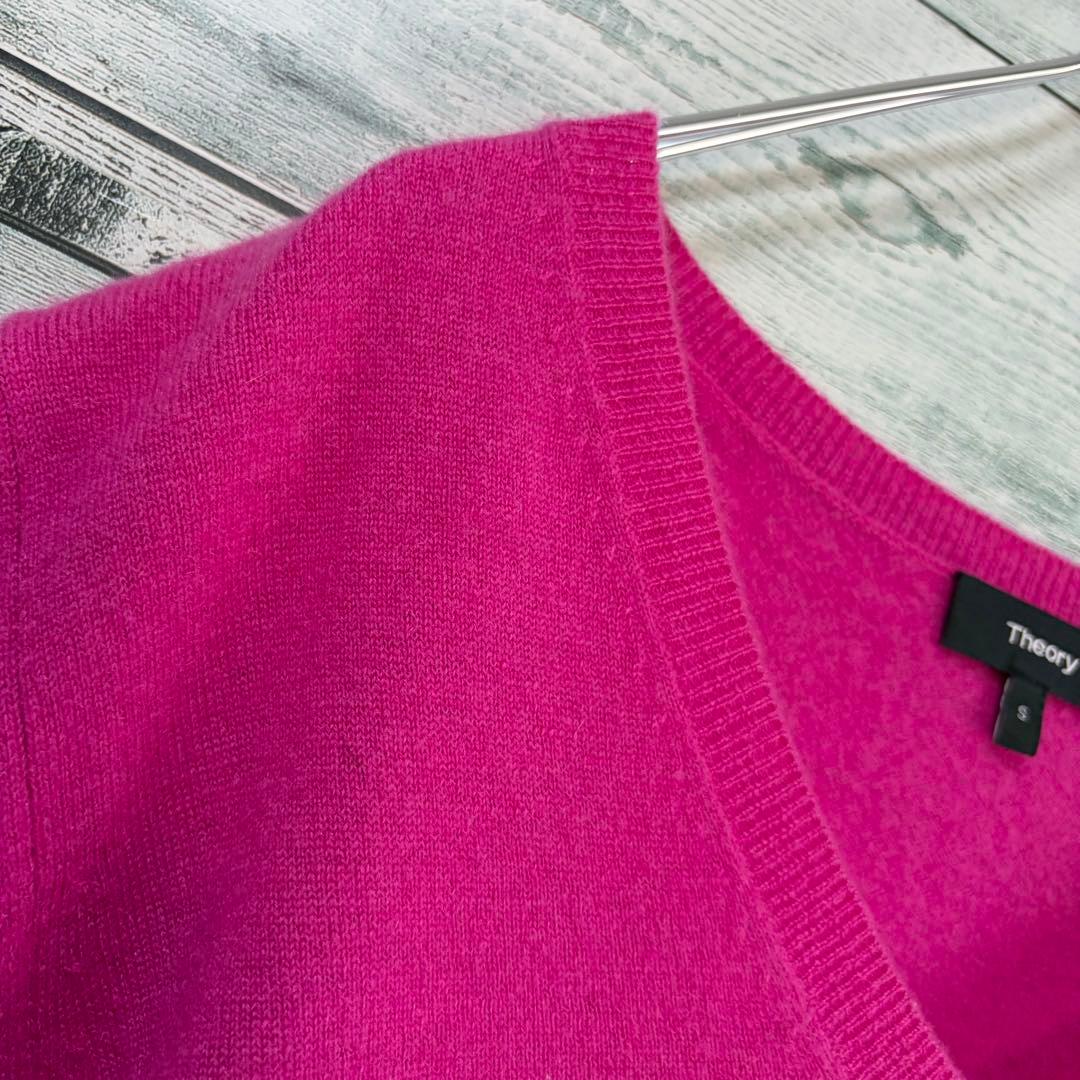 ☆高級カシミヤ100%☆セオリー　Vネックニットプルオーバー ピンク　Sサイズ