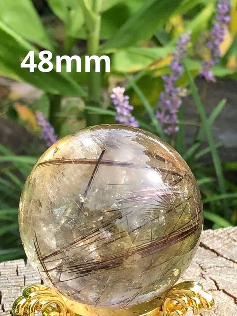 ❤️買い得　金運アップ レア　48mm透明感良く　レッド　ルチルクォーツ 丸玉