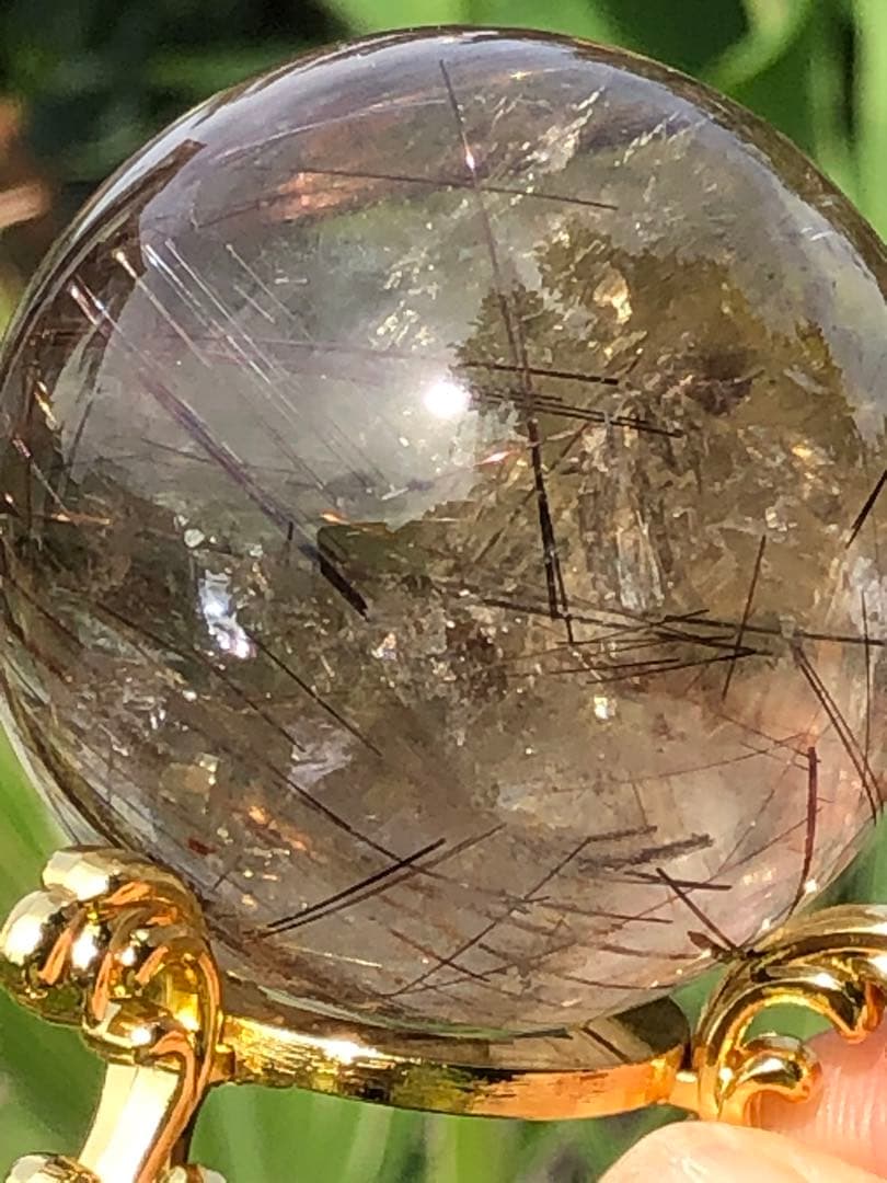 ❤️買い得　金運アップ レア　48mm透明感良く　レッド　ルチルクォーツ 丸玉