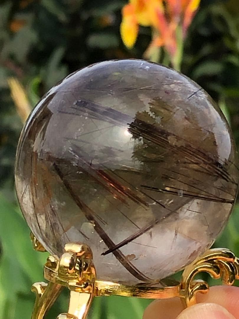 ❤️買い得　金運アップ レア　48mm透明感良く　レッド　ルチルクォーツ 丸玉